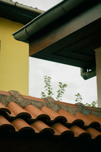 Rain gutter and roofline on residential home