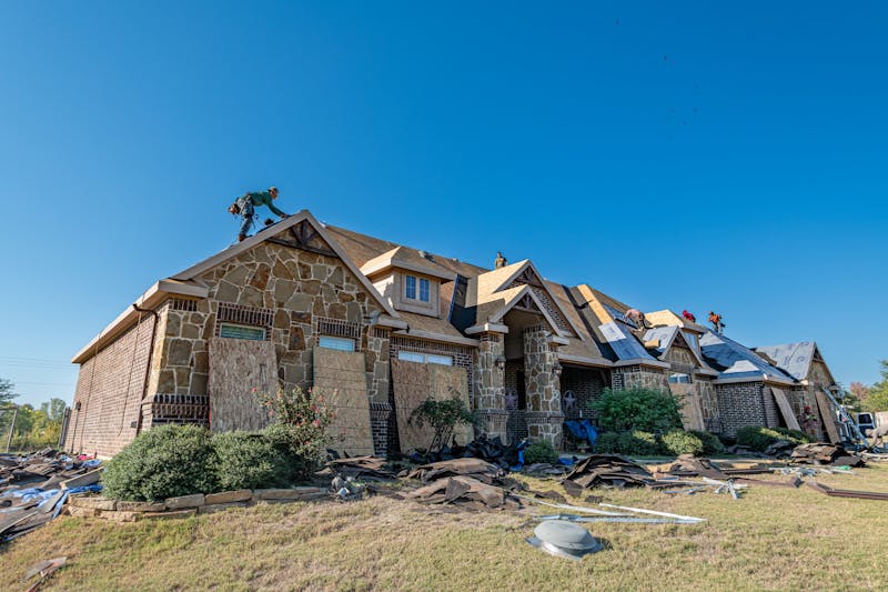 Full roof replacement in progress on Texas home